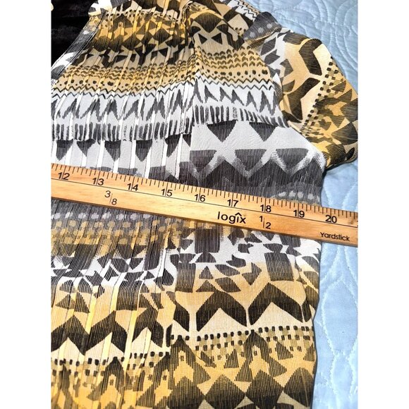 Robert Louis Womens Mustard & Ivory Geometric Print Button-Front Midi Dress With - Picture 9 of 9